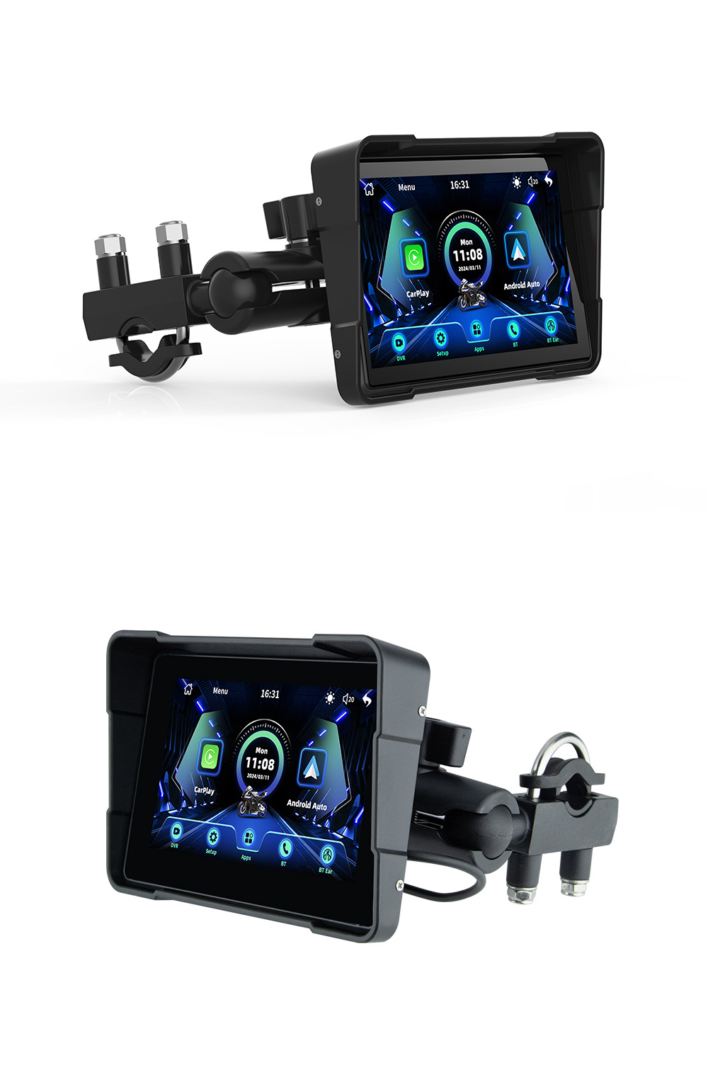 5inch Portable Car-Mounted Motorcycle Dash Cam Carplay Navigator Ip67 Waterproof Wireless