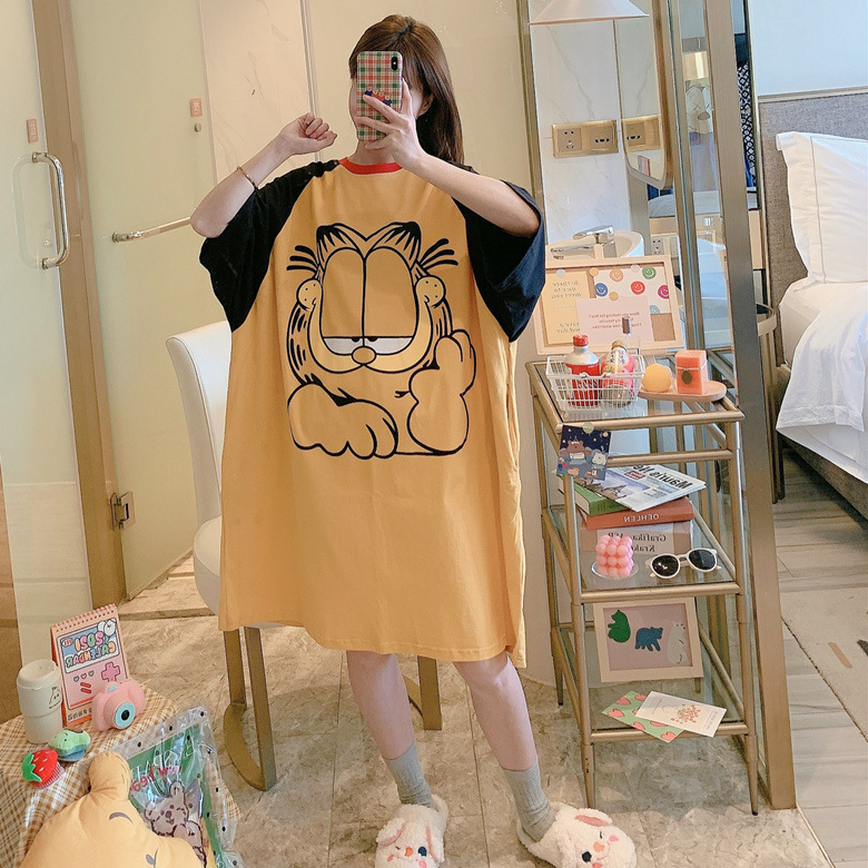 Camisón de manga corta suelto de estilo coreano para mujer verano lindo mickey girl plus size transmisión en vivo transfronteriza comercio exterior ropa para el hogar
