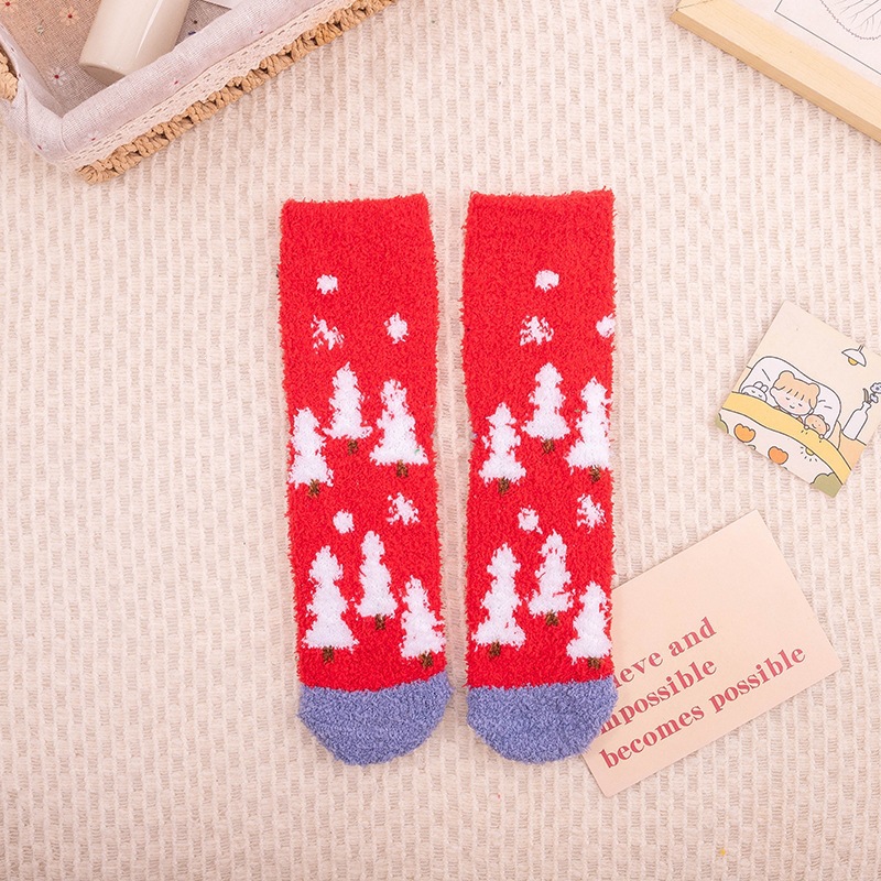 Calcetines Navideños Térmicos de Terciopelo de Coral Transpirables y Antibacterianos para Invierno image 10
