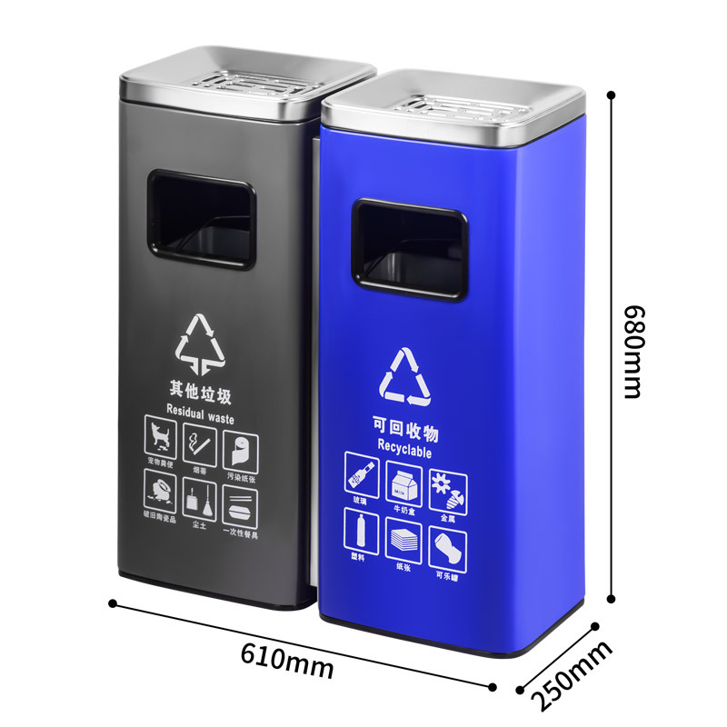 Comercial grande de acero inoxidable clasificación basura con Cenicero gran capacidad al aire libre Hotel vertical al aire libre extintor cubo