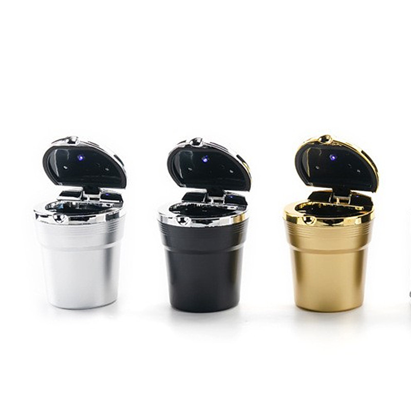 Car Imitation Metal Ashtray Car LEDLight Ashtray Car Ashtray Silver Electroplated Gold