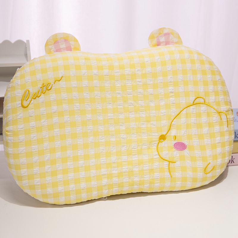 almohada de algodón de memoria de tela a cuadros para proteger la columna cervical, dormitorio de estudiantes, almohada de siesta casera, almohada para dormir niños image 9