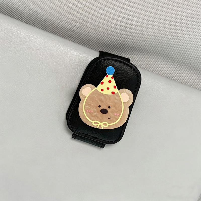 Cute Cartoon Glasses Clip for Car Storage, Bear-Shaped Sunglasses Holder for Car Sun Visor