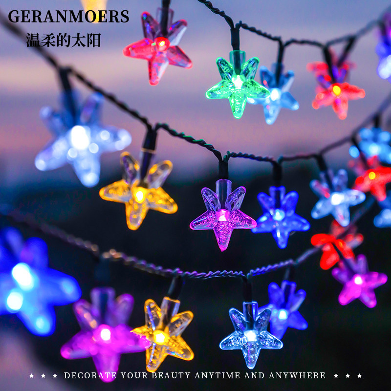 String de lámparas de estrellas LED lámpara solar de jardín de color al aire libre impermeable luz de atmósfera de árboles colgantes de estrellas de color luz de atmósfera