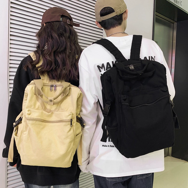 School bag for leisure, backpack, for students, Korean style, simple and elegant design, wholesale