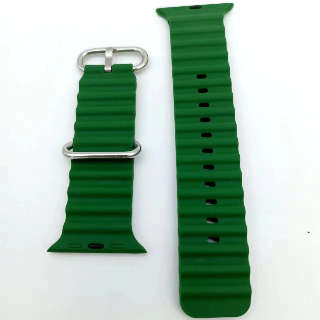 适用苹果iwatch8 Ultra海洋双扣硅胶手表表带 Iwatch1-9代硅胶带