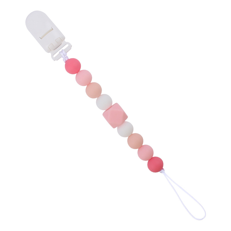 Nuevos suministros para bebés Cadena de chupete de silicona calmante bebé 14mm octogonal mordedura de silicona cadena anti-caída molar