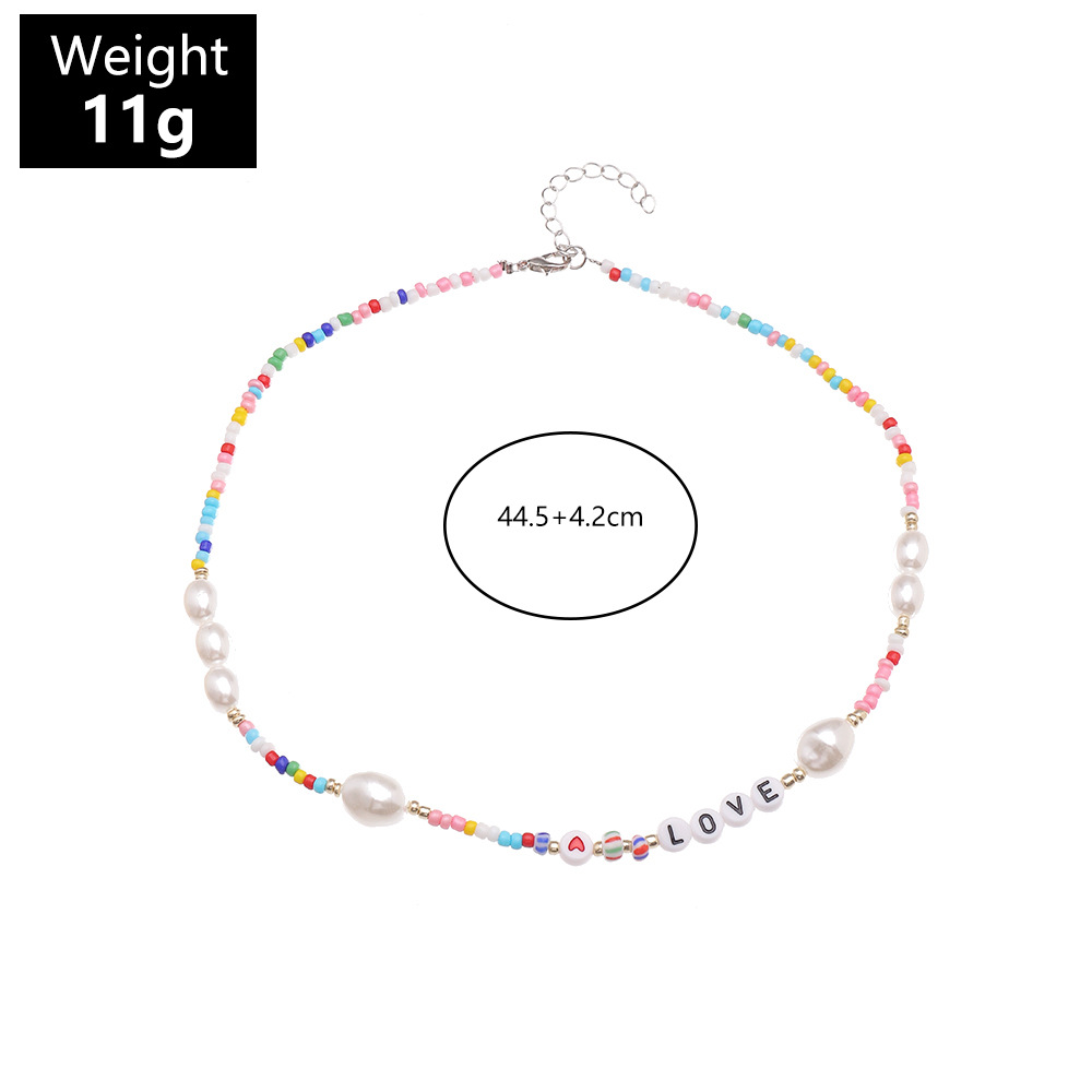 Ethnic Stacked Letter Pearl Beaded Multi-layer Necklace display picture 12