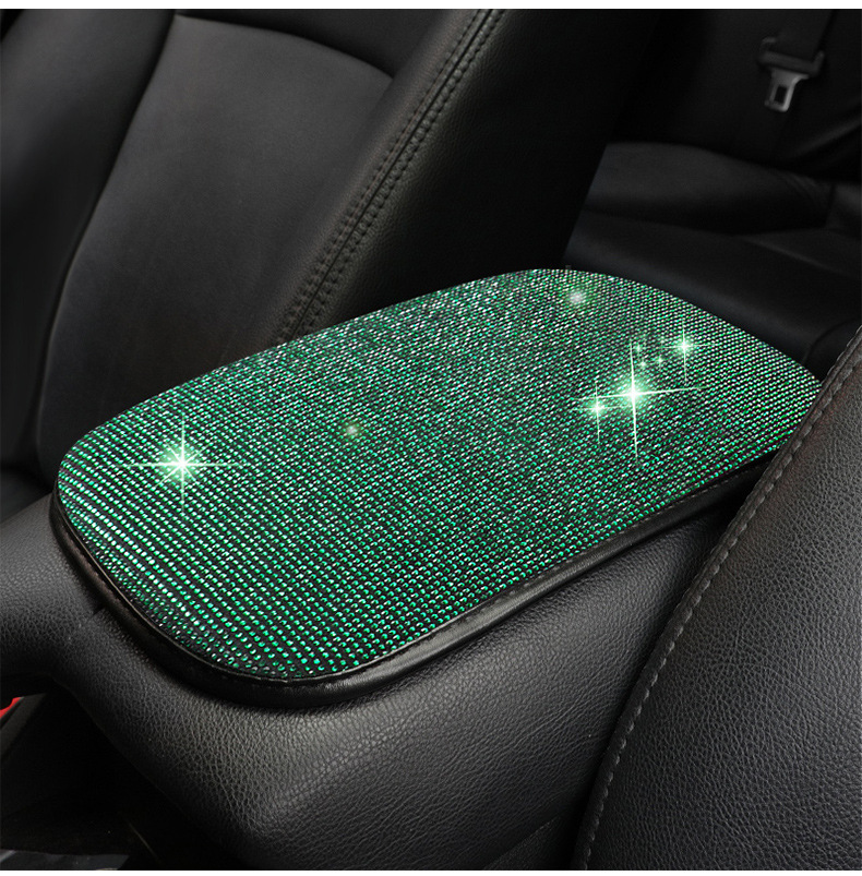 Cross-Border Car Interior Accessories, Diamond-Encrusted Car Armrest Box Mat, Creative Diamond-Encrusted Armrest Protective Cover, Hot-Drilled Diamond Armrest Pad