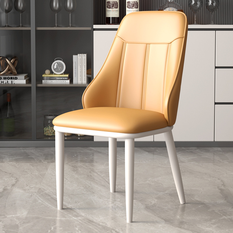 Silla de comedor de lujo ligera silla de cuero de respaldo doméstico italiano silla de comedor moderna silla de comedor en línea silla de comedor con respaldo alto
