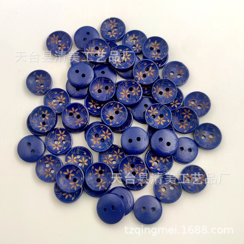 15mm negro/azul con caja de pintura Botón de tazón botón de madera hermosa decoración para niños Botón de madera en forma de tazón 100 piezas un paquete