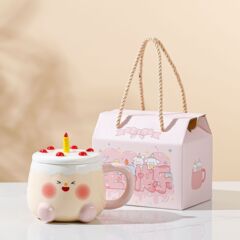 誕生日プレゼント陶磁器カップ高颜値ギフトボックス家庭用マグカップ蓋付きかわいいケーキカップ赤ちゃんお土産