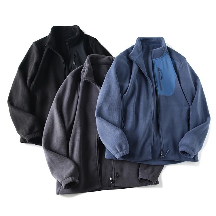 秋冬款男士立领加厚摇粒绒外套加绒保暖防风潮男卫衣时尚撞色男装