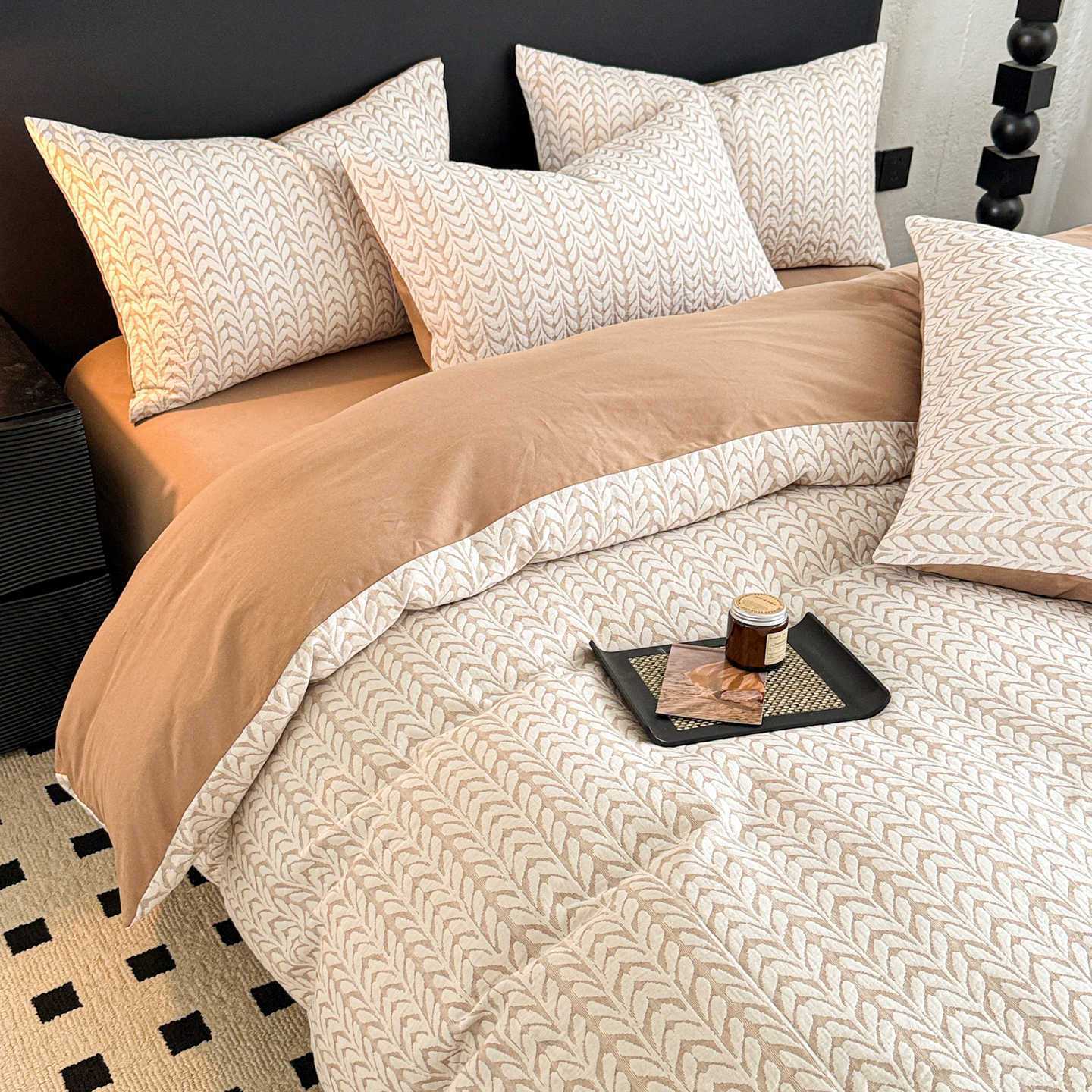 Cama de algodón molido de algodón largo conjunto de cuatro piezas de algodón puro 2025 nuevo lujo ligero de alta sensación sábanas cubierta de tres piezas