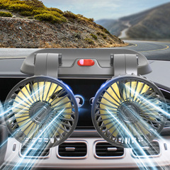 Car Flash F410 Car Dual-Head Folding Fan, Rotatable and Swivel 5V 12V 24V Creative In-Car Fan