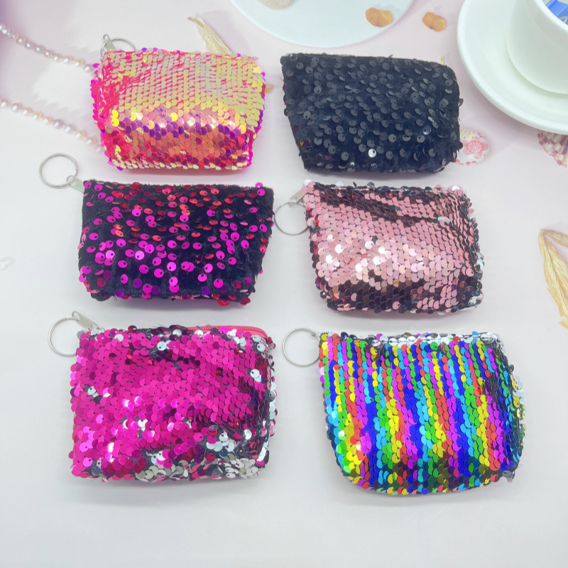 跨境新款学生零钱包亮片硬币袋钥匙包迷你彩色收纳小钱包厂家批发