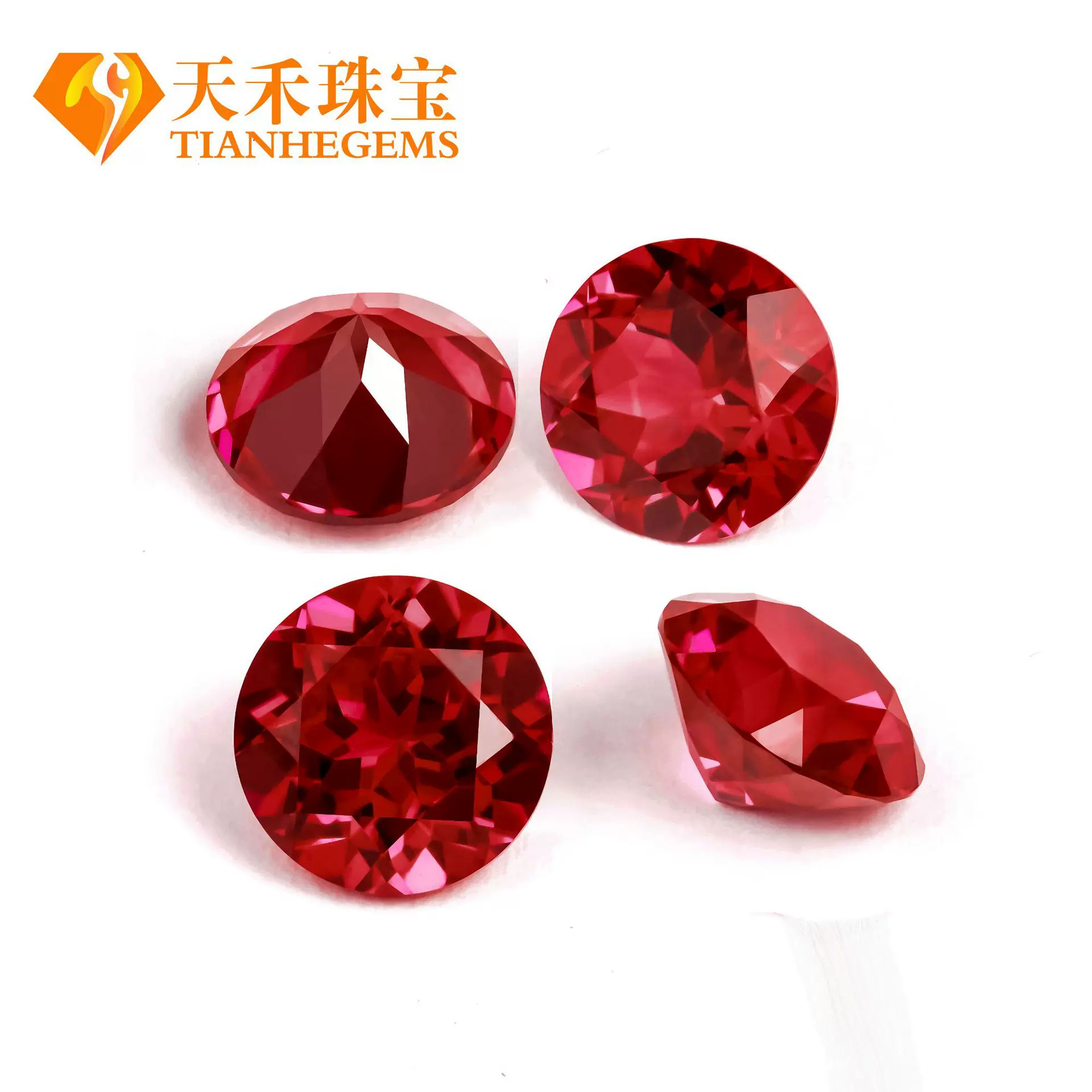 人工培育再生红宝石圆形鸽血红裸石 实验室培育彩宝厂家销售批发