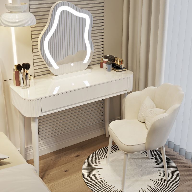 Dressing Table, Light Luxury and High-End, Master Bedroom, Modern and Simple, Small Apartment Dressing Table, Mirror Integrated Cream Style Dressing Table