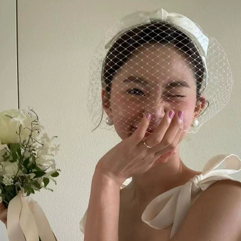 Headband with bow, retro hair accessory for bride, internet celebrity