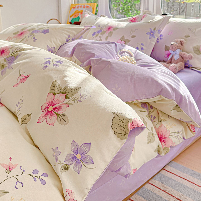 ins caricatura para niños algodón cama de cuatro piezas set 100 sábanas de flor de algodón sábanas