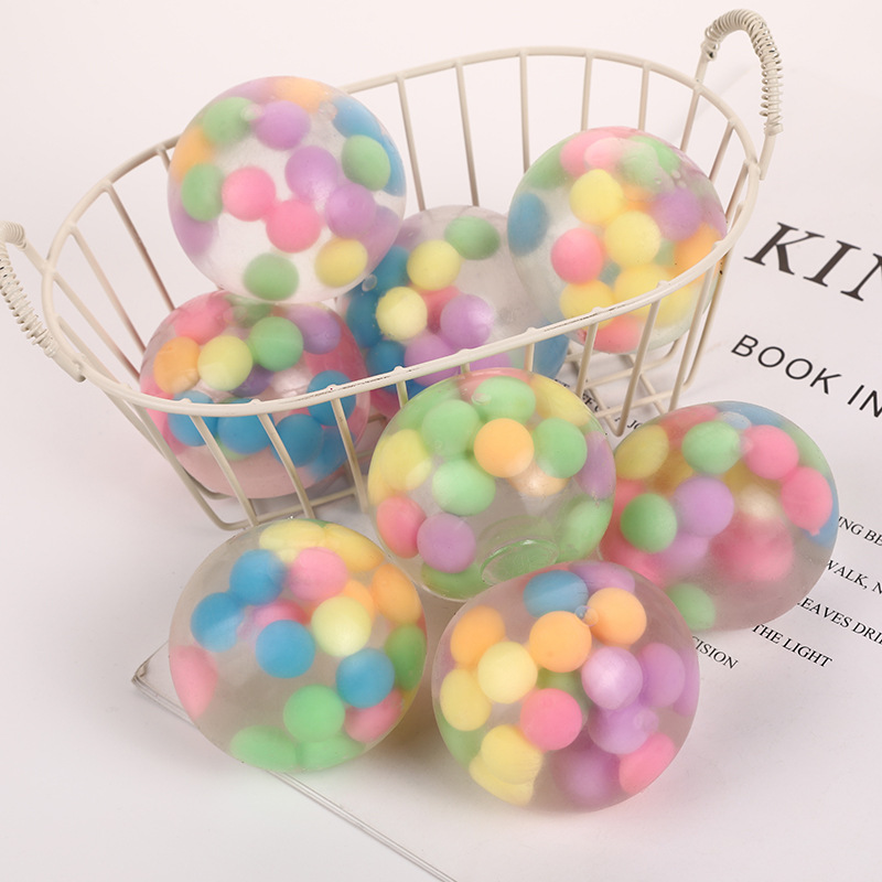 New colorful beads creative pinch music stress relief plastic decompression toys vent vent hand pinch small grape ball