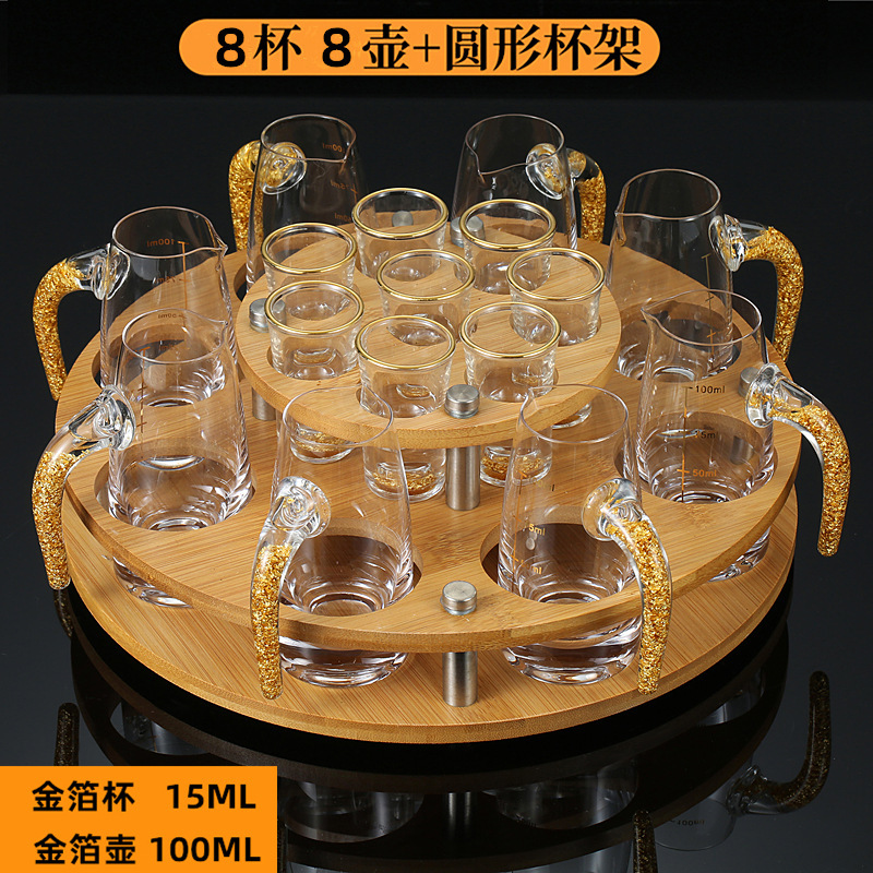 Fabricantes de copas de licor de lámina de oro tazas de cristal de alta calidad tazas de licor de vidrio escalas divisor de licor un sorbo de tazas de licor set