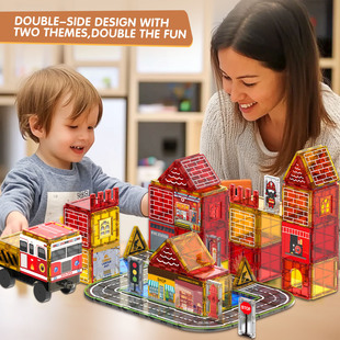 Novel and Qiyuan Large Magnetic Piece Building Blocks Educational Toys Fire Series Color Window Magnetic Piece Boy Birthday Gift