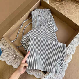 舒服好看又出片！设计感条纹直筒休闲裤女春秋宽松百搭高腰裤子潮