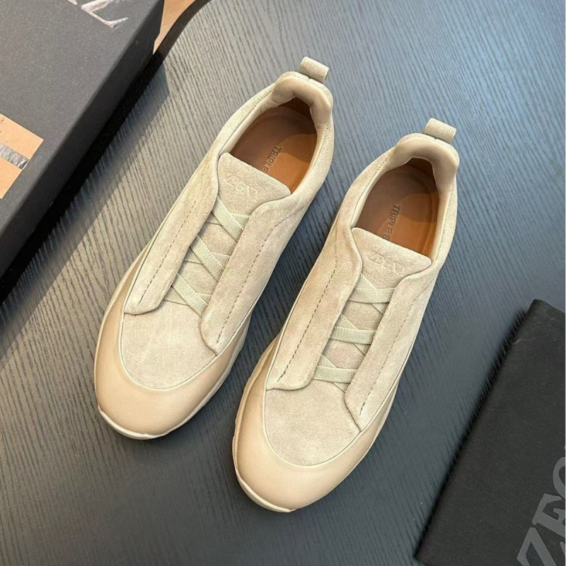 Zz New Men's Shoes Suede Casual Shoes Outdoor Sports Shoes Cross Elastic Band Thick Sole Light Sole Low Top Shoes for Men