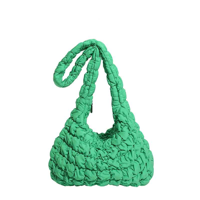 Bolso Cruzado Estilo Nube Plisado de Tela, Gran Capacidad con Cremallera, para Uso Diario y Trabajo