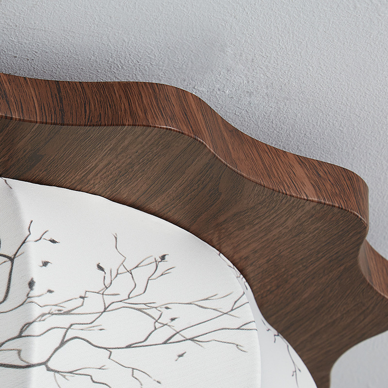 Lámpara de dormitorio de estudio de tela de impresión de estilo medio francés, lámpara de techo de habitación de dormitorio principal de color nogal retro cálido