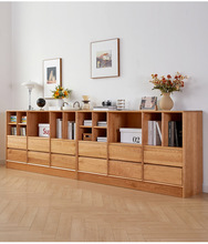 日式实木书柜落地橡木樱桃木书架组合收纳柜储物柜