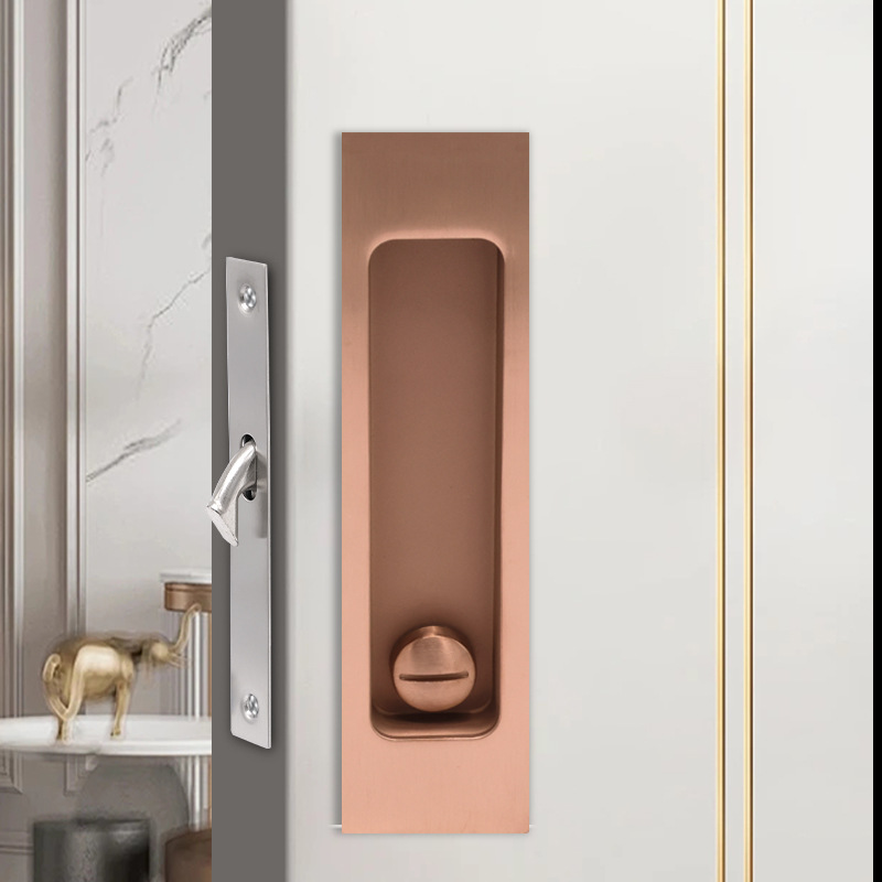 Cerradura de puerta deslizante de acero inoxidable simple cerradura de puerta invisible cerradura de puerta de baño de hotel cerradura de puerta deslizante incrustada de balcón de cocina