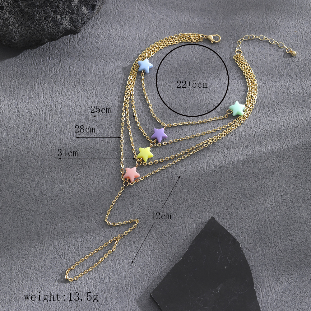 Vacation Heart Shape Arylic Alloy Plating natural stone Anklet