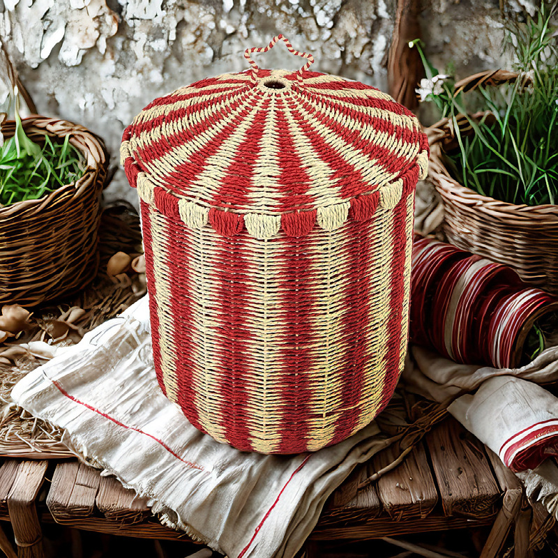 ✅Cesta de almacenamiento de piso de estilo nórdico, cesta de ropa sucia de ratán, cesta tejida, juguetes para el hogar, bocadillos, clasificación y almacenamiento de artículos diversos