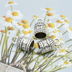 合金藏銀花紋帽頭弔頭古銀10mm流蘇帽手鍊串項圈扣頭 diy飾品配件