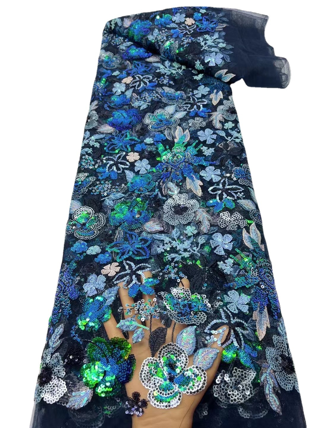 Tela de encaje africano cuentas de tela bordada vestido de novia lentejuelas encaje tela de encaje JX2572