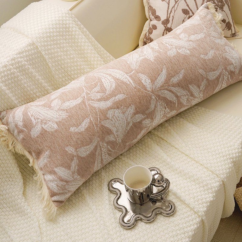 Cojín de cama larga marroquí, almohada lumbar, sofá de sala de estar estilo retro Maillard, funda de almohada con flecos largos, con núcleo image 11