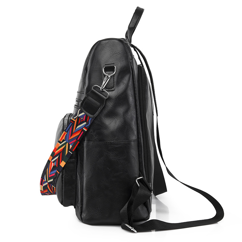 Comercio exterior al por mayor 2023 nueva mochila antirrobo para mujer PU moda hombro simple color sólido mochila de viaje de doble uso