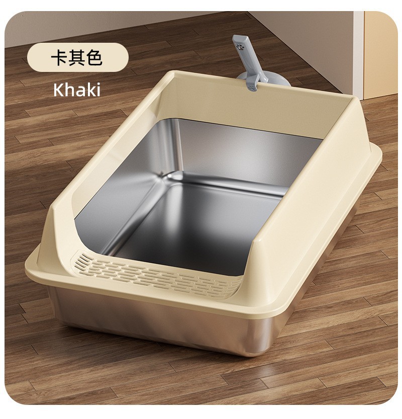 Caja de Arena Semicerrada para Gatos XL de Acero Inoxidable Anti-salpicaduras Fácil de Limpiar image 11