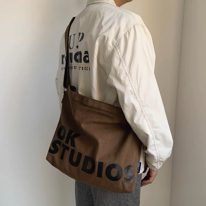 Cross-border letter canvas bag, Nordic style vintage ins shoulder bag, tote bag, Glück good luck girl artistic school bag Cross-border letter canvas bag, Nordic style vintage ins shoulder bag, tote bag, Glück good luck girl artistic school bag