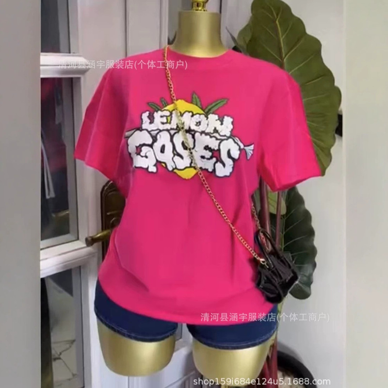 Cross-Border European and American Style T-Shirt, 230g Loose Fit Oversized Colorful T-Shirt, Trendy Brand Foreign Trade Cartoon Print Short-Sleeve Summer New Model Cross-Border European and American Style T-Shirt, 230g Loose Fit Oversized Colorful T-Shirt, Trendy Brand Foreign Trade Cartoon Print Short-Sleeve Summer New Model