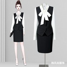 前台接待工作装套装时尚高端餐饮收银员酒店服务员工作服职业套裙