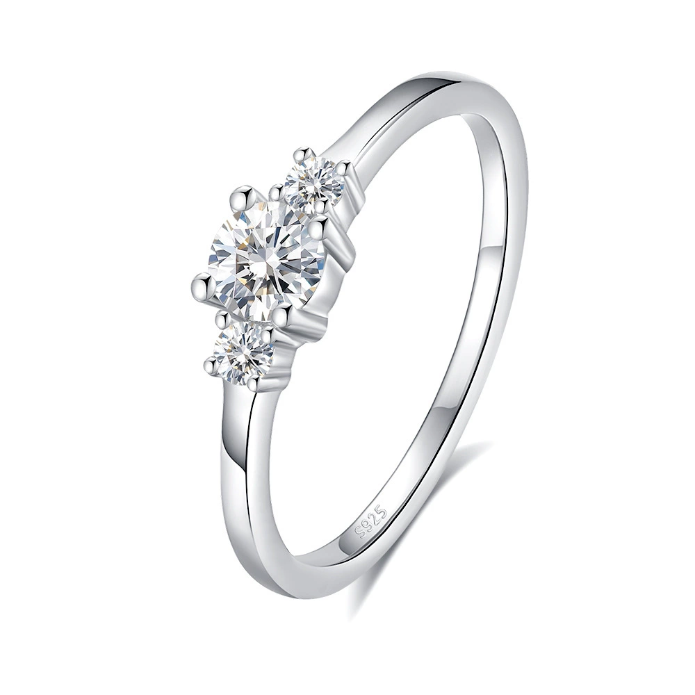 Кольцо с moissanite 30 карат D цвет с четырьмя зажимами для женщин, серебро S925, ниша, универсальное обручальное кольцо, блестящее роскошество, серебряное украшение оптом