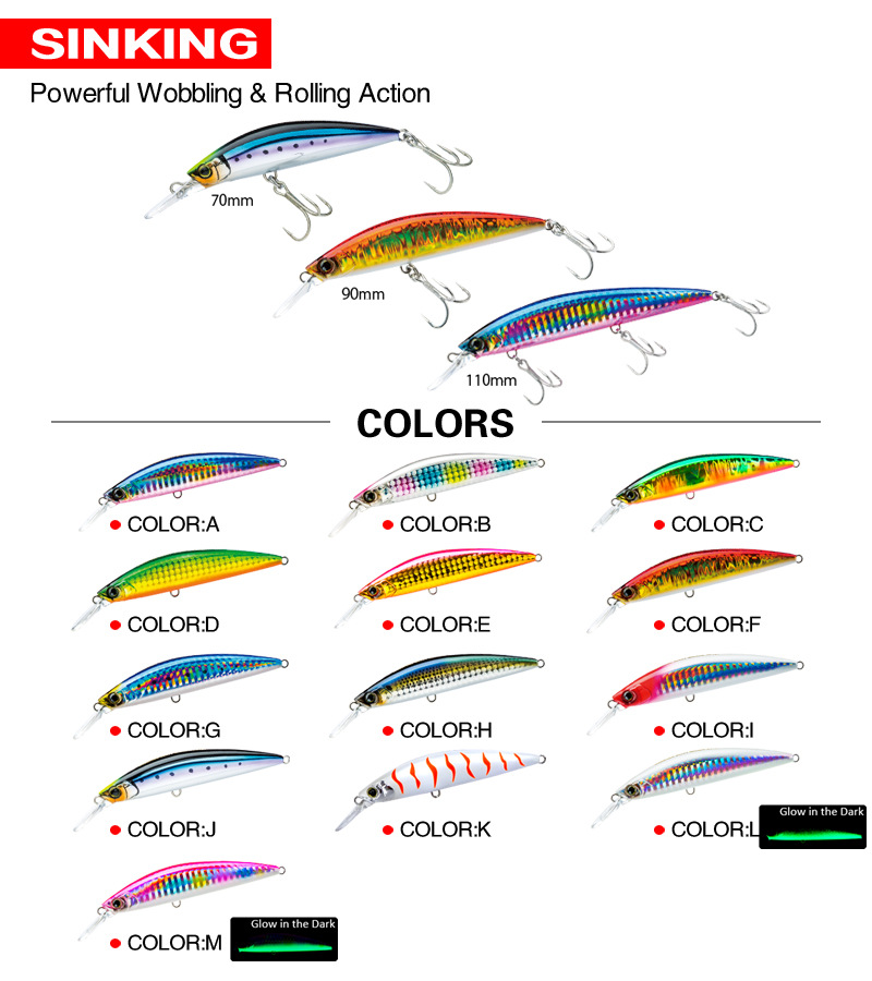 13 Colors Shallow Diving Minnow Lures Sinking Hard Baits Fresh Water Bass Swimbait Tackle Gear