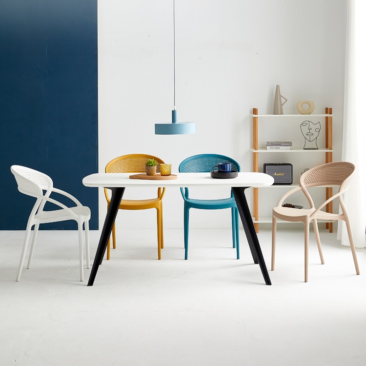 Nordic Simple Backrest Chair Household Plastic Dining Chair Outdoor Leisure Chair Thickened Stackable Creative Fashion Stool