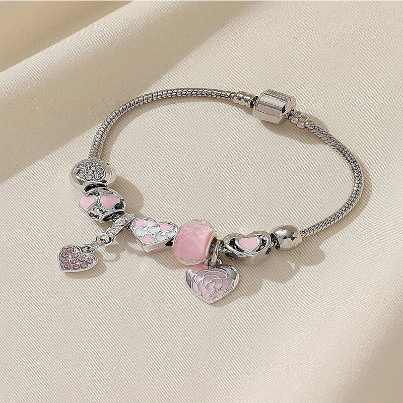 Panjia pulsera Dora DIY cuentas explosivas transfronterizas amor accesorios de goteo de aleación colgante de diamante adhesivo pulsera de cadena de cobre image 3