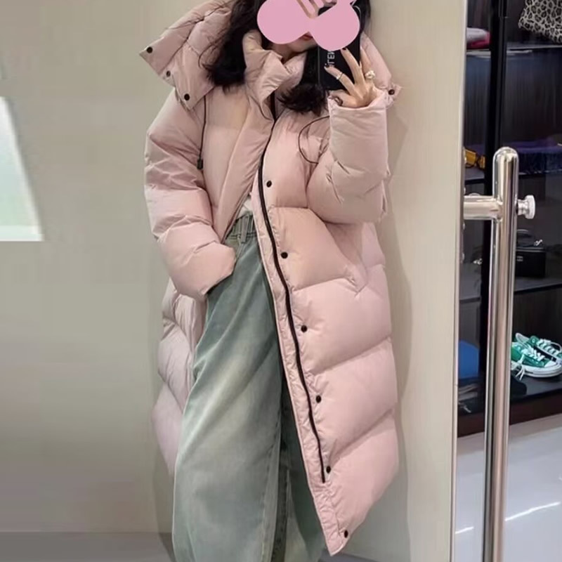 Popular Korean Style Hooded down Jacket Women's Long 2025 Winter Thickeneded White Duck down Women's Jacket Trendy New