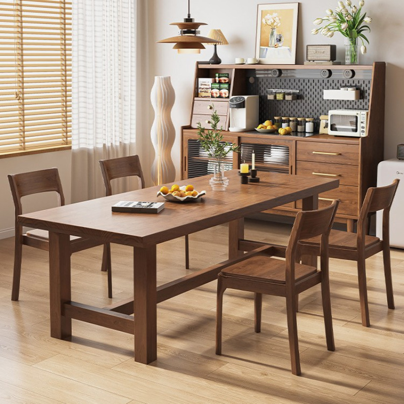 Pure Solid Wood Home Dining Table North American Black Walnut Rectangular Table and Chair Combination Large Board Table Simple Dining Table