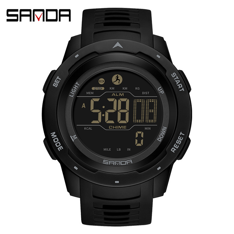 Sanda SANSDA calorías podómetro reloj despertador impermeable multifunción montañismo a prueba de golpes hombres y mujeres reloj 2145